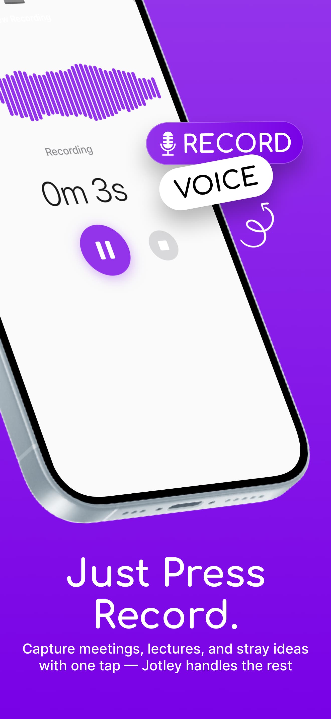 Recording a voice memo in Jotley