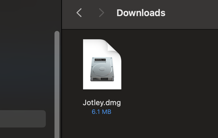 Jotley DMG file in Downloads folder